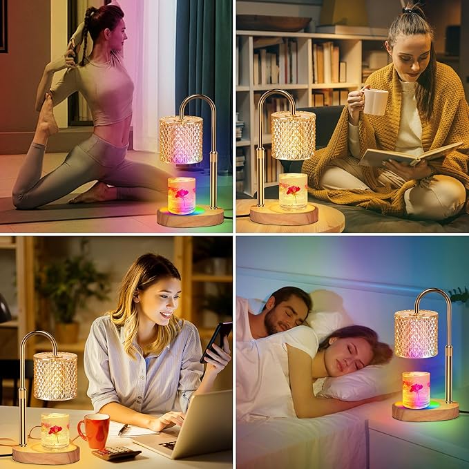 Candle Warmer Lamp, Candle Warmer Lamp with Timer, Wax Warmer with RGB Light and Dimmer, Height Adjustable - Perfect Housewarming Gift for Mom and Women