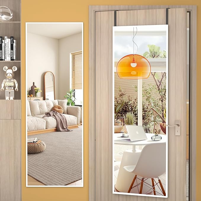 Hasipu Door Mirror Full Length, 51 x 16 Inch Full Body Wall Mirror Over The Door Hanging Mirror for Bedroom, Living Room, Cloakroom