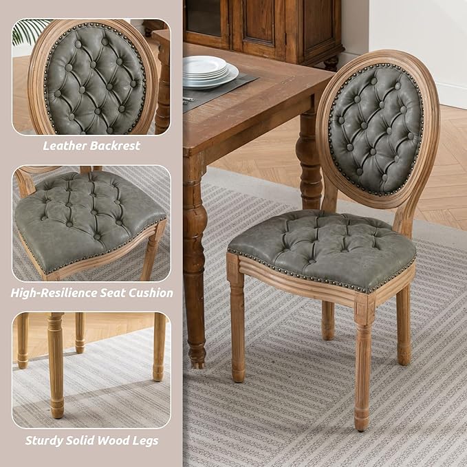 SoarFlash Kitchen Table and Chairs for 2, 31.5" Dining Table Set for 2 with French Dining Chairs, 3 Piece Round Kitchen Table Set, Dining Room Table Set for Small Space, Apartment