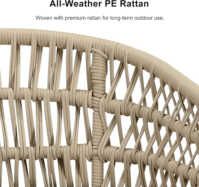 PURPLE LEAF 5 Pieces Outdoor Dining Set All-Weather PE Rattan Outdoor Patio Furniture Set with All Aluminum Frame Rectangular Table and Chairs Set for Lawn Garden Backyard Deck, Champagne