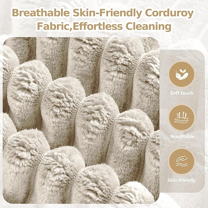 108'' Modular Sectional L-Shaped with Chair,Deep Seat Boneless Corner Couch for Living Room,Plush Corduroy Couch with Detachable Sofa Set,No Assembly (Left Facing Chaise,Beige)