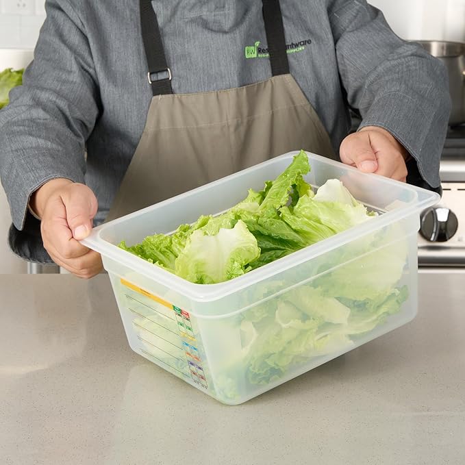 Restaurantware Food Pans Pack of 10 Plastic Rectangle Food Containers Half Size with Traceability Label, Storage Containers Dishwashable Hot Cold Friendly for Restaurants Buffet Commercial Use