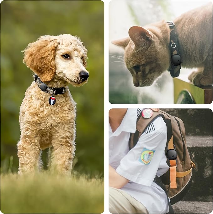 DDJ for Tile Life360 Sticker (2024) Tracker Cat Collar Case, 2-Pack Silicone Anti-Lost Protective Cover Tile Tracker Holder for Dog & Pet Collars, Ultra Durable, Easy Installation, Lightweight, Black