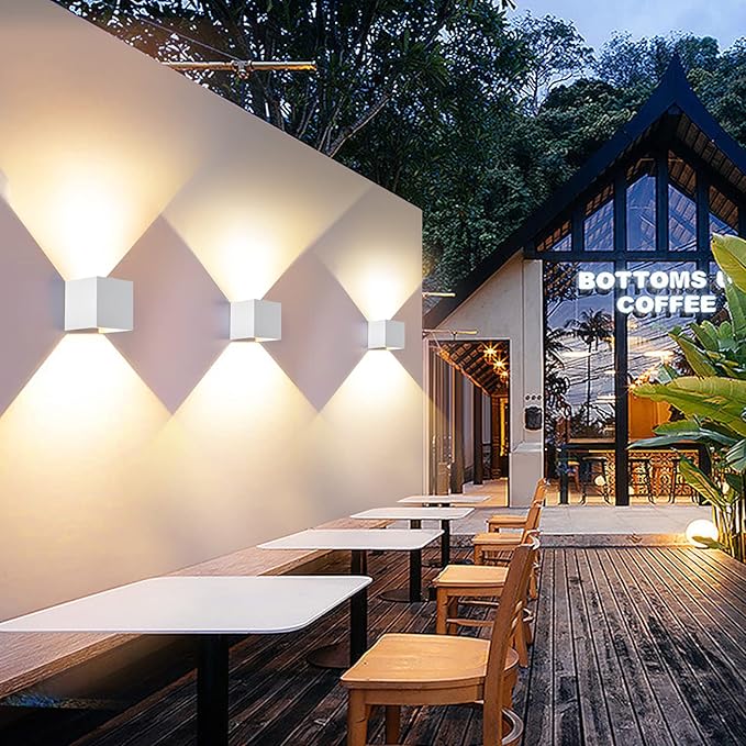 2 Pack Outdoor Wall Lights Exterior/Interior Wall Sconces Up and Down Lights IP65 Waterproof G9 Base Socket Modern Outdoor Lighting Square Aluminum White 3000K Warm Lights, Adjustable Light Angle