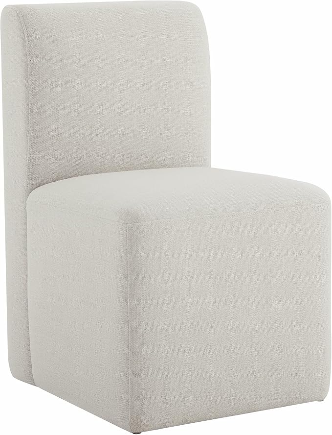 CHITA Dining Chairs with Casters Set of 2, FSC Certified Upholstered Armless Modern Rolling Dining Chairs with Rollers for Bedroom Reading Room Living Room, Linen