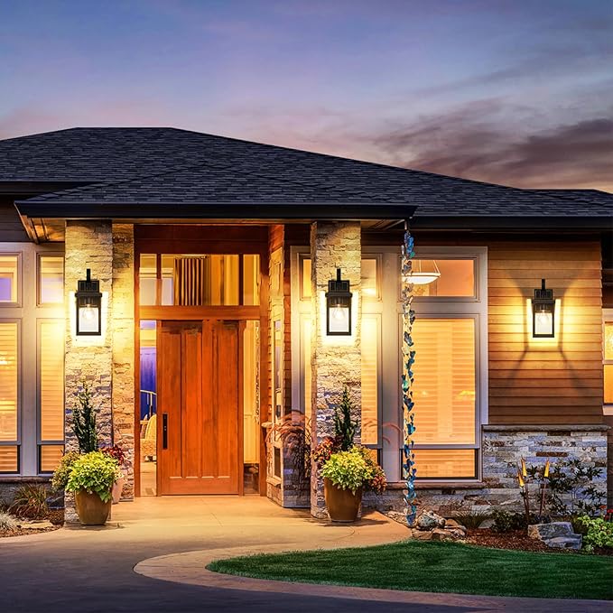 BesLowe 2-Pack Outdoor Wall Light Fixtures, Exterior Lighting Fixtures Wall Mount, Waterproof Porch Lights Outdoor Wall Sconces Lanterns, Modern Outside Lights for House Front Door Garage, Bronze