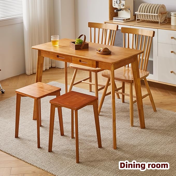 Wood Writing Desk with Drawer and Hanging Rod, Small Computer Desk Table, 39x20x30inch Work Desk, Study Desk, Small Wooden Dining Table Cherry Wood Color YD-WD01N