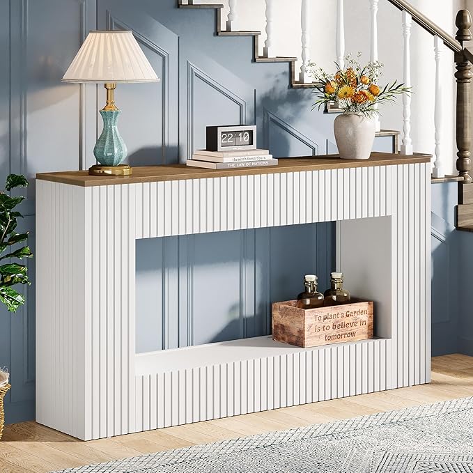 Tribesigns Modern Console Table, 55-Inch Wood Entryway Table with Storage, Narrow Long Sofa Table Behind Couch Table for Living Room, Foyer, Hallway, White