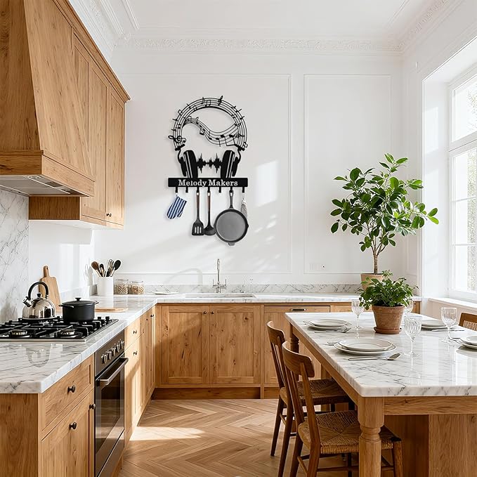 Personalized Key Holder Wall Mount, Custom Metal Music Keys Holder for Wall with Name, Wall Key Hanger Rack with Hooks for Entryway, Front Door, Living Room, Kitchen, Bathroom, Garden