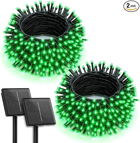 Brightown 2 Pack Solar String Lights Outdoor, Total 144Ft 400 LED Twinkle Fairy Lights Waterproof with 8 Modes Auto On/Off for Patio Tree Garden Party Home Wedding Christmas Decorations (Green)