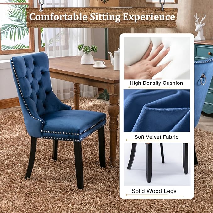 Goujxcy 9-Piece Extendable Dining Table Set for 8, 63-78 Inch Faux Travetine Kitchen Table Set with 8 Blue Upholstered Chairs Modern Wood Expandable Dining Room Table Set for Kitchen Apartment