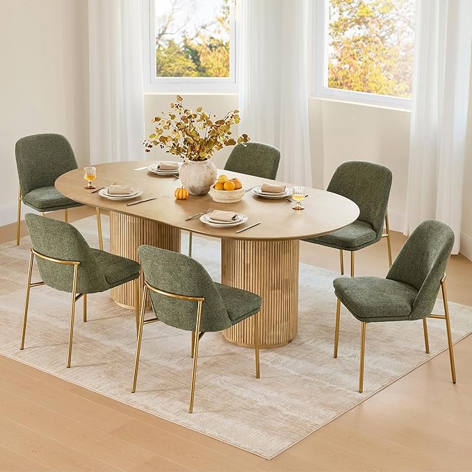 CHITA Modern Dining Chairs Set of 2, FSC Certified Metal Dining Chair for Dining Room, Moss Green