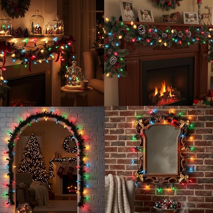 25FT C7 LED Christmas Lights Outdoor, Multicolor Vintage Style String Lights, Connectable Retro Christmas Decor for Porch, Trees, Yard, or Vehicle – UL Listed & Energy Efficient