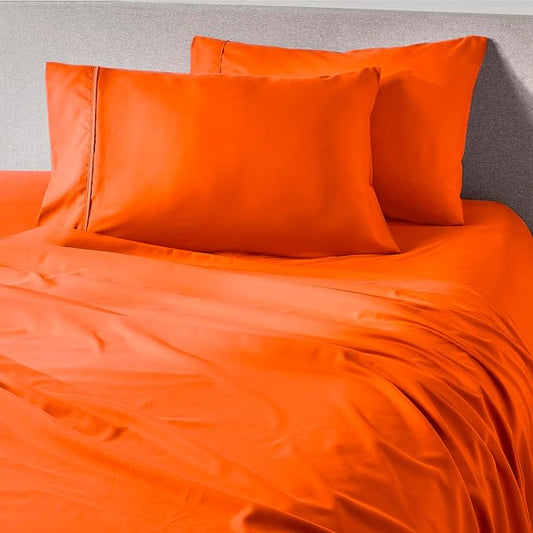 PeachSkinSheets Sunkissed Orange Sheet Set - 1500tc Level of Softness - Extra Soft Cooling Sheets for Hot Sleepers and Night Sweats - Regular King Size