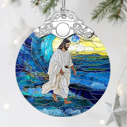 Jesus Christ Christmas Decorations - God Jesus Home Decor | Stained Glass Ornament | Christmas Ornaments for Tree | Christian Holiday Ornament – Christian Gifts, Religion Gifts, Gift Ideas, Xmas Gift