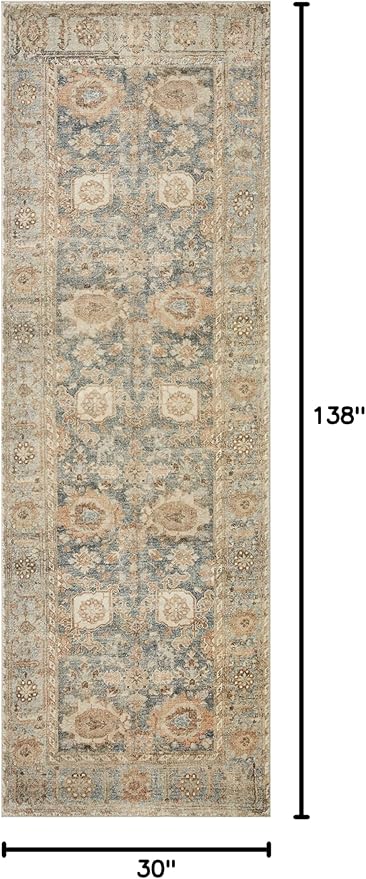 Loloi Margot Collection MAT-03 Ocean/Spice 2'-6" x 11'-6" Runner Rug feat. CloudPile, No-Shed Easy Clean Large Patterned Area Rug for Living Room, Bedroom, Dining Area