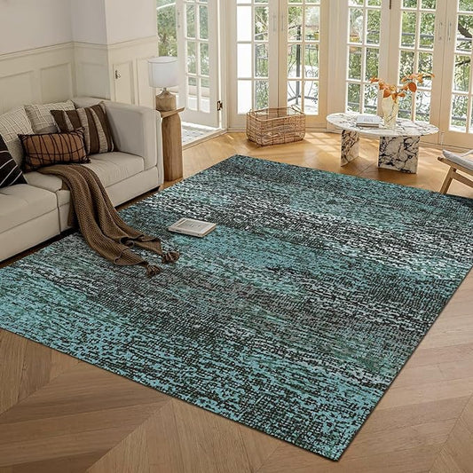 RUGSURE Washable Area Rug - 1/6 Thick - Stain & Water Resistant Non-Slip - Resistant Rug for Living Room, Bedroom, Nursery, Pet & Child Friendly, Vintage Charm Area Rugs (Green, 4' x 6')