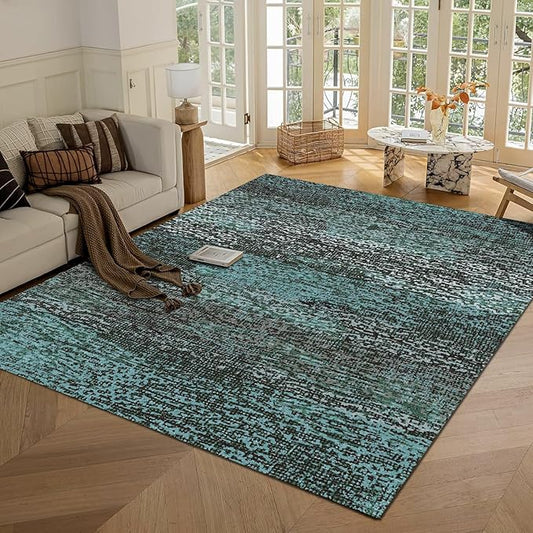 RUGSURE Washable Area Rug - 1/6 Thick - Stain & Water Resistant Non-Slip - Resistant Rug for Living Room, Bedroom, Nursery, Pet & Child Friendly, Vintage Charm Area Rugs (Green, 3' x 5 ')