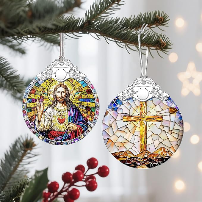 Catholic Cross Ornament, Christian Christmas Ornament, Christmas Tree Ornament, Religious Home Decor, Christian Gifts for Her, Religious Gifts, Gift Exchange, Gift Idea - Pattern B