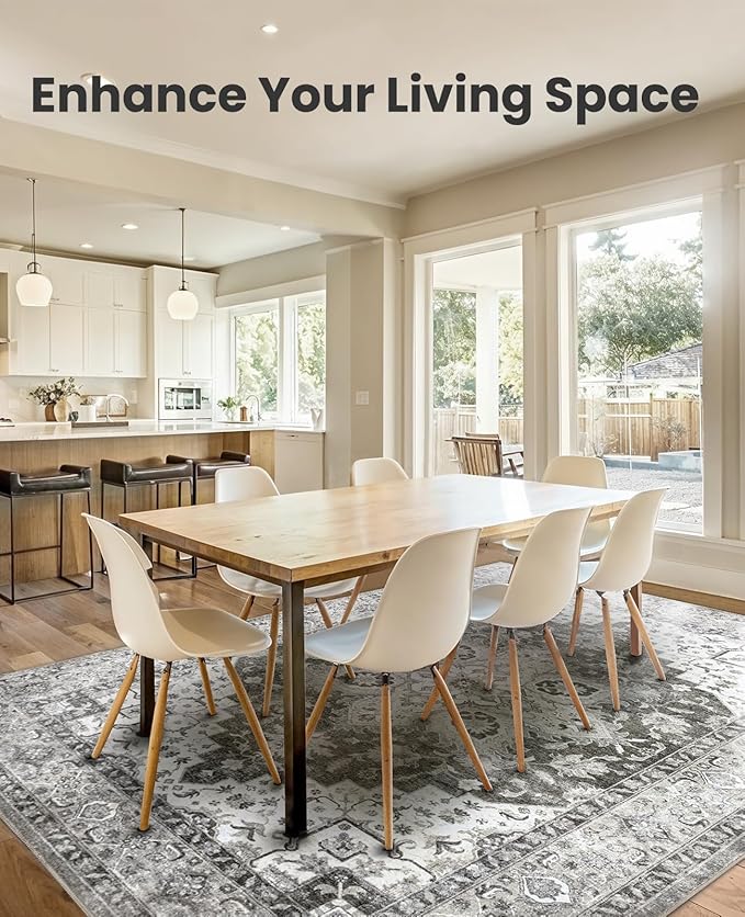 AMADA HOMEFURNISHING 5x7 Area Rugs, Washable Living Room Rug Low-Profile with Non-Slip Backing & Durable Edge Binding, Vintage 5x7 Rugs for Living Room, Bedroom, Dinning Room