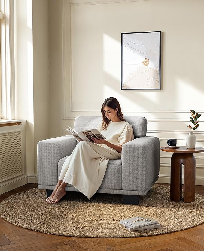 Amada 40" Oversized Accent Sofa Chair, Modern Armchair with Deep Seat, Comfy Upholstered Large Reading Chair with Removable Washable Covers for Living Room & Bedroom Office