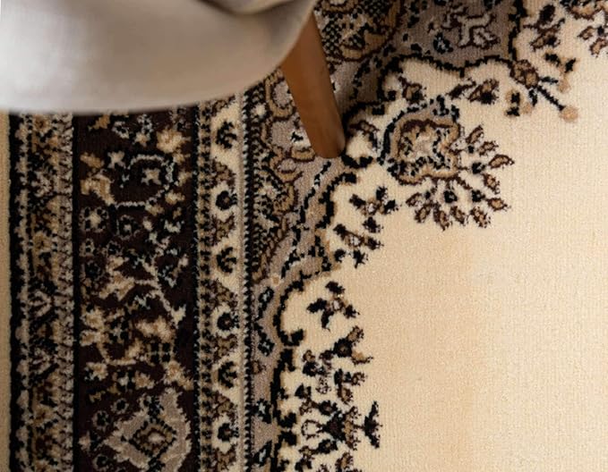 Unique Loom Reza Collection Traditional Persian Style Area Rug, Square 8' 0" x 8' 0", Ivory/Brown