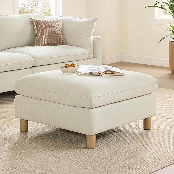 CHITA 127" Super Large Sectional Couches for Living Room, Modular Cloud Couch Sectional Sofa, Premium Fabric Couches, Down Filled, High Density Foam, Chenille in Cream, 5 Seat U Shaped