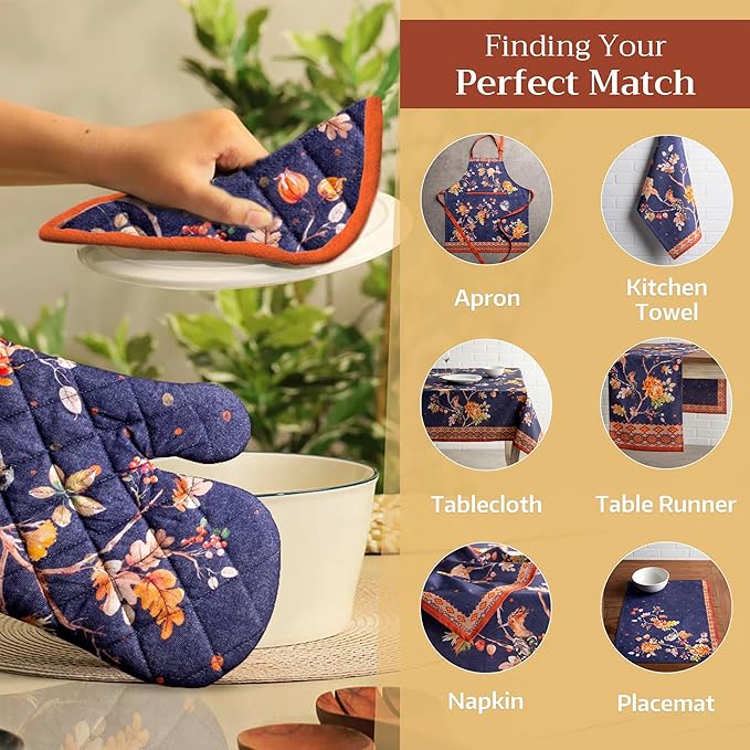 Maison d' Hermine Pot Holders Set 100% Cotton Heat Resistant Potholders 8" x 8" Hot Pads with Loop for Thanksgiving Christmas Decorations BBQ Baking Handling Hot Pans (Pack of 2, Kelim - Infinity)