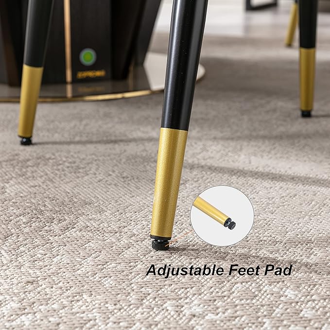 DUOMAY Modern Dining Chair Set of 6 with Open Back, Velvet Upholstered Armless Chair with Metal Frame Side Chair for Kitchen Dining Room Living Room, Black