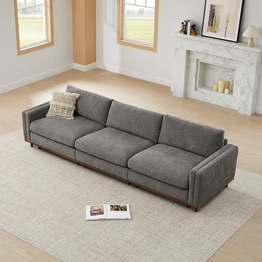 CHITA Super Large Luxury 3 Seat Sectional Modular Sofa, Down Filled Modern Sofa, Deep Seat Comfty Cloud Couch, 118 inch Width, 3 Seat Couch, Solid Wood Leg, Grey