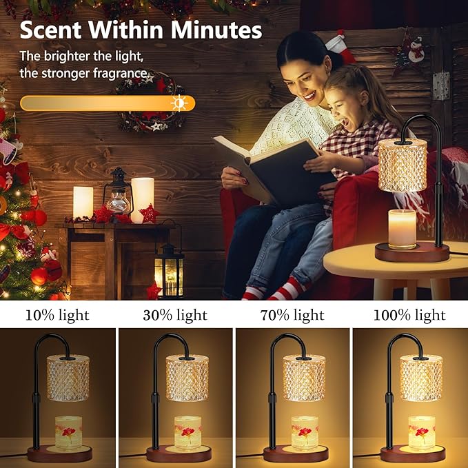 Electric Candle Lamp Warmer with Timer Dimmer Adjustable Height,Gifts for Women and Men,Vintage Home Decor