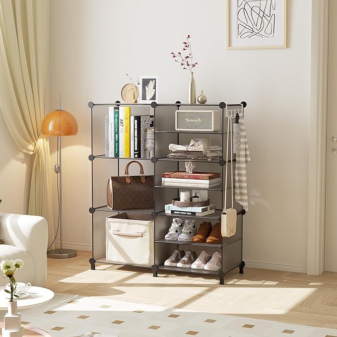 AWTATOS Closet Organizer 6 Cube Storage Shelves Portable Closet Clothes Organizers and Storage Stackable Cubby Shelving for Closet Bedroom Living Room Grey