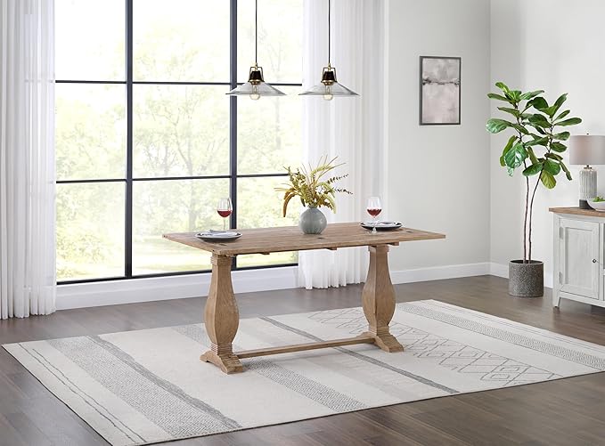 Martin Svensson Home Napa Solid Wood Pedestal Flip-Top Sofa Console Table, Driftwood