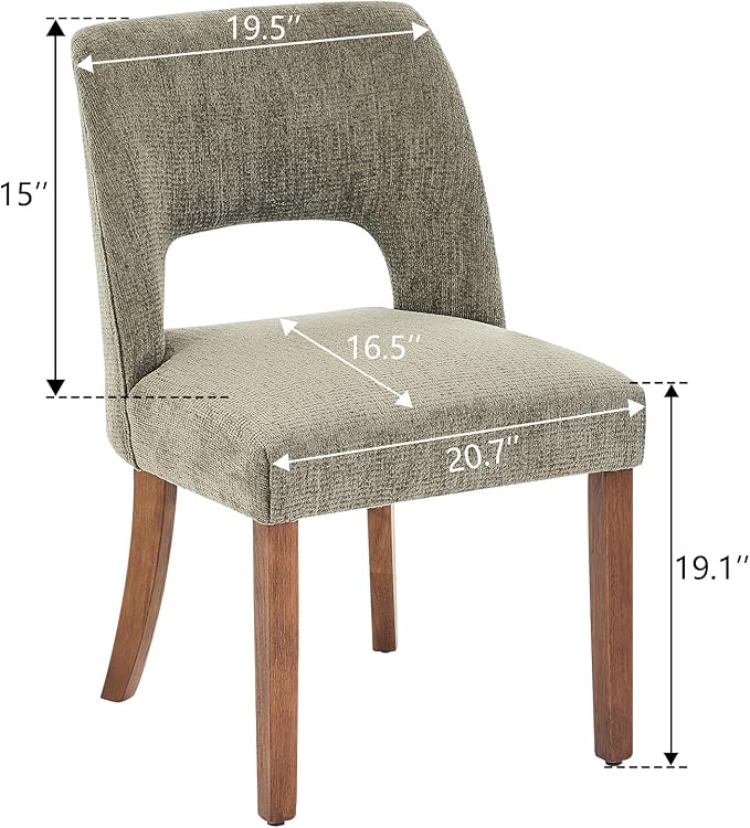 VKNOW Wooden Dining Chairs Set of 4, Modern Fabric Upholstered Dining Room Chair Kitchen Chairs, Farmhouse Dinner Chair for Kitchen Dining Room, Green