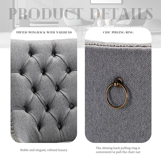 SoarFlash Kitchen Table and Chairs for 2, 24" Dining Table Set for 2 with Linen Upholstered Chairs, 3 Piece Round Kitchen Table Set, Dining Room Table Set for Small Space, Apartment