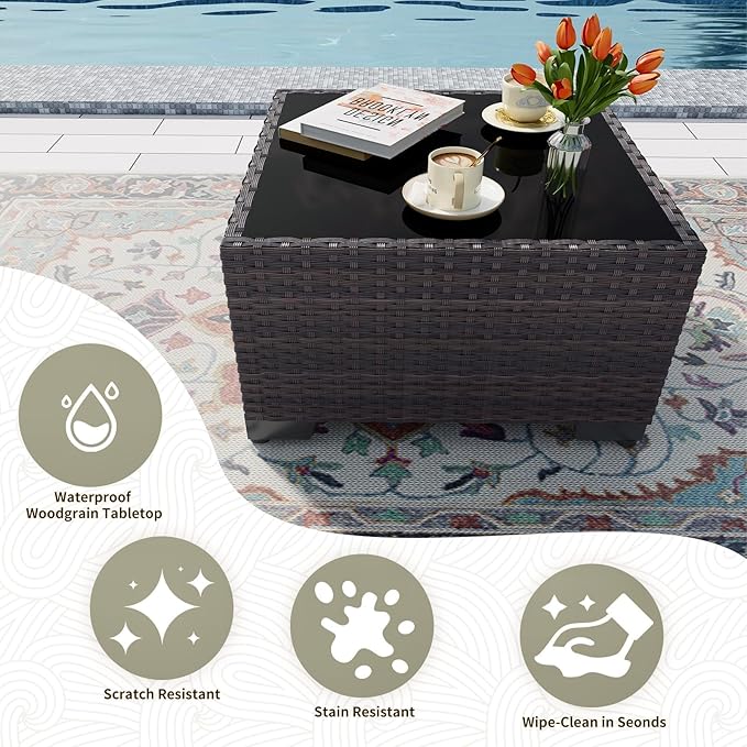 Gotland 9 Pieces Patio Furniture Set with 29.5'' High Backrest, All Weather PE Wicker Outdoor Furniture with 4’’ Thickened Cushions Coffee Table, Patio Set for Deck, Garden, Backyard, Navy