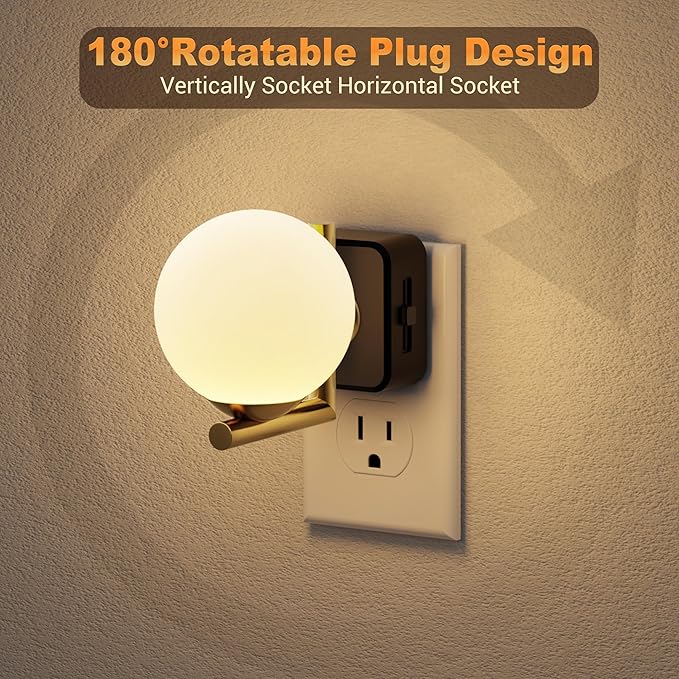 JandCase LED Night Light, 3000K Warm Night Lights Plug into Wall [2 Pack], 0-100LM Dimmable Night Lights with Dusk to Dawn Light Sensor, Plug in Nightlights for Bathroom Bedroom