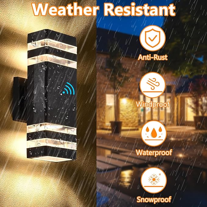 Dusk to Dawn Outdoor Wall Lights - Waterproof 2-Layer Design, Modern Aluminum Exterior Light Fixtures for House, Warm Whtie Up and Down Porch Lights, Ideal for Garage and Patio 1 Pack