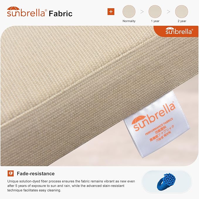 PURPLE LEAF Patio Dining Chair Set 2 Pieces Aluminum Modern Furniture Seating for Garden Kitchen Porch Outdoor Wicker Dining Chairs with Sunbrella Cushions