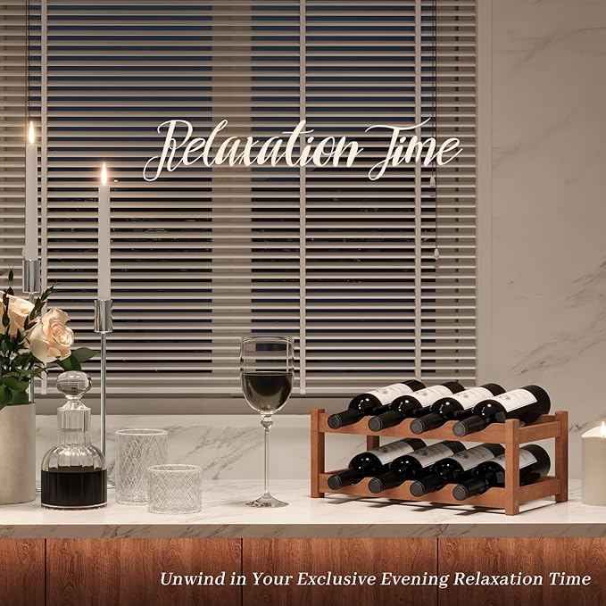 Wine Rack，Bamboo Wine Storage Cabinet Shelf，Countertop Wine Shelf- Freestanding Wine Holder for Kitchen & Pantry (Brown, 2-Tier)