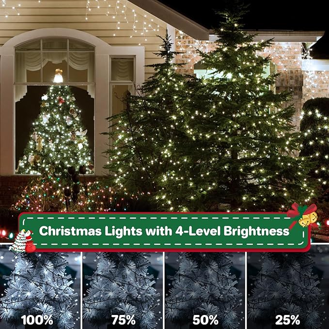 Christmas Cluster Lights Plug-in -52FT 800 LED Firecrackers String Lights,8 Modes Timer Waterproof Twinkle Fairy Lights for Christmas Tree Garland Party (Cool White)