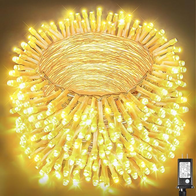 800 LED Christmas Lights Outdoor Indoor, Warm White Christmas Lights 8 Modes Clear Wire Waterproof, Plug in Twinkle Fairy String Light for Xmas Tree Wedding Bedroom Decorations