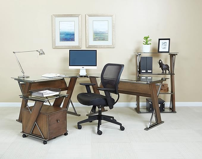 Space Seating 57 Series Professional Dark Air Grid Back Manager's Adjustable Office Chair with Built-in Lumbar Support and Padded Seat, Black Bonded Leather