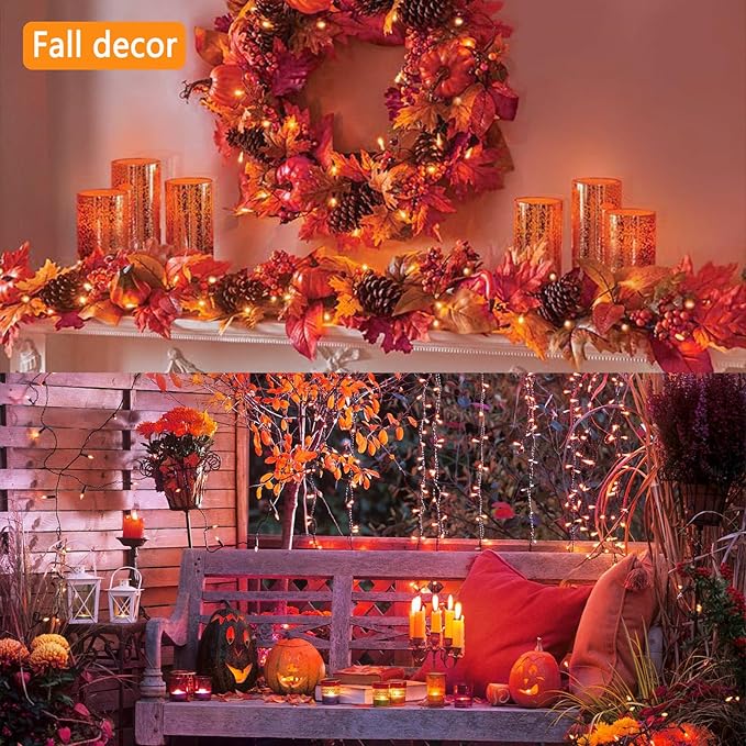 Kwaiffeo Super Long Halloween Lights: 1000LED 328FT 8 Modes Orange String Lights Outdoor Indoor for Halloween Decorations Fall Decor Outside Party Yard Tree, UL Plug