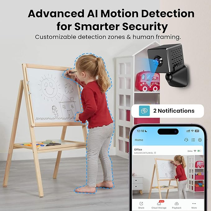 Hidden Camera, Spy Camera with Real-Time Recording, AI Motion Detection 4K Nanny Cam Hidden Camera, Mini Camera with Cloud & SD Storage, Night Vision Spy Cam, Indoor Camera for Baby, Pet and Older