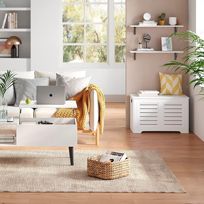 DINZI LVJ Long Wall Shelves, 24 Inch White Floating Shelves Set of 2, Easy-to-Install, Wall Storage Ledges with Sturdy Metal Brackets for Living Room, Bathroom, Bedroom, Kitchen, White