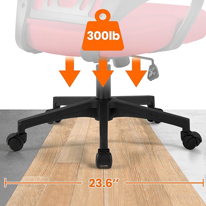 Yaheetech Red Modern Ergonomic Office Chair, Mid Back Mesh Task Chair with Lumbar Support, Adjustable Height, Rolling Swivel, 300lb Capacity