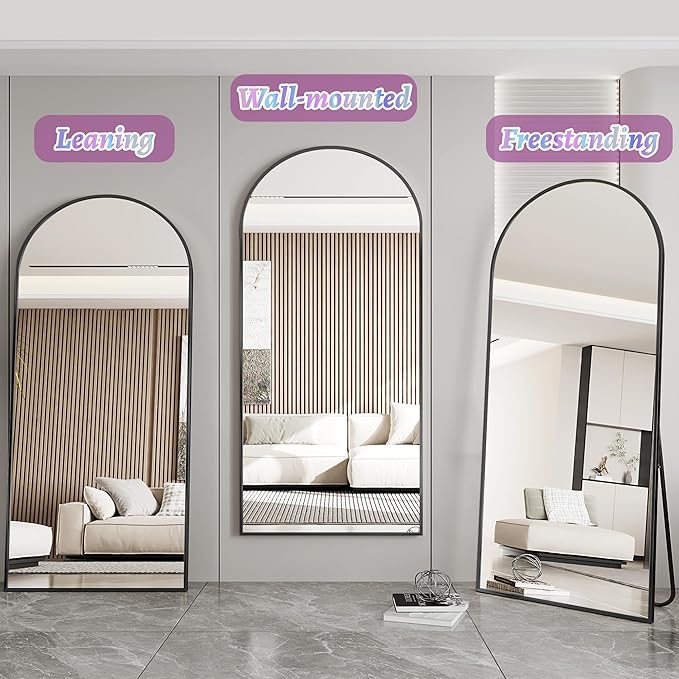 Floor Mirror, 78"×38" Full Length Mirror with Stand for Bedroom Living Room, Black