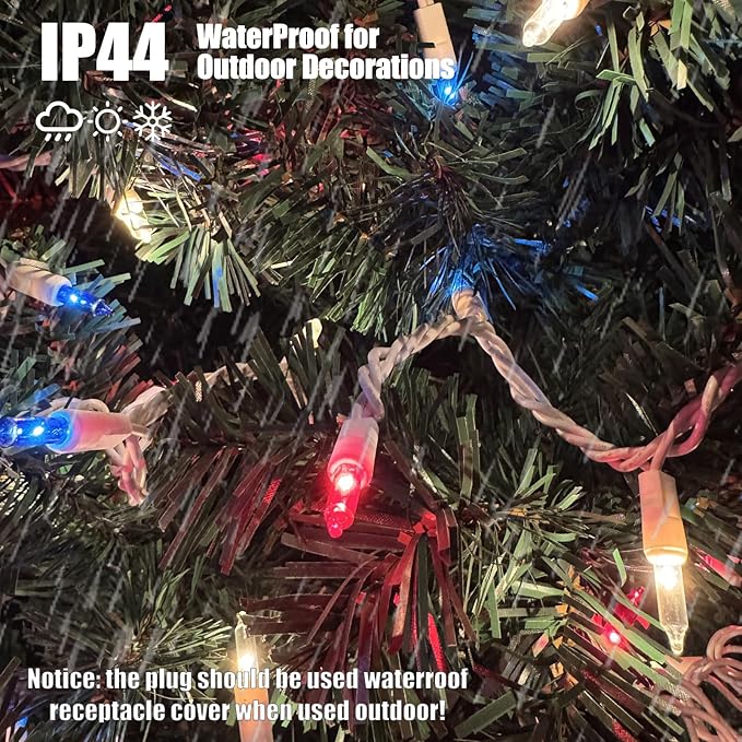 Red White Blue 4th of July Patriotic Day Decorations Lights 100 Count Mini String Lights with White Wire for Outdoor Indoor Christmas ,Holiday,Party, Independence Day Decor,UL Certified (21feet)