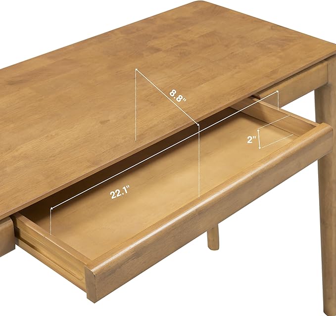 NTC Mingle 47-Inch Console Table, Modern Solid Wood Entryway Table with Hidden Drawer, Waterproof & Heat Resistant, Narrow Table for Hallway, Living Room & Foyer, Teak Look